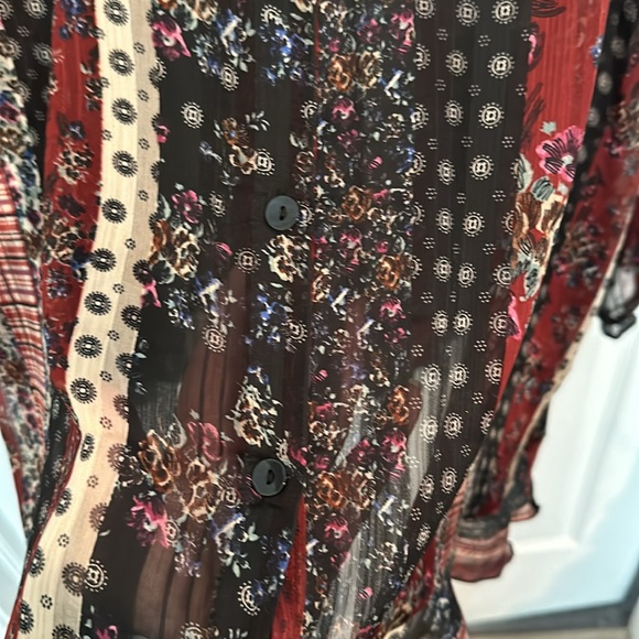 LOGO by Lori Goldstein Printed Button-Front Satin Blouse - Picture 9 of 11